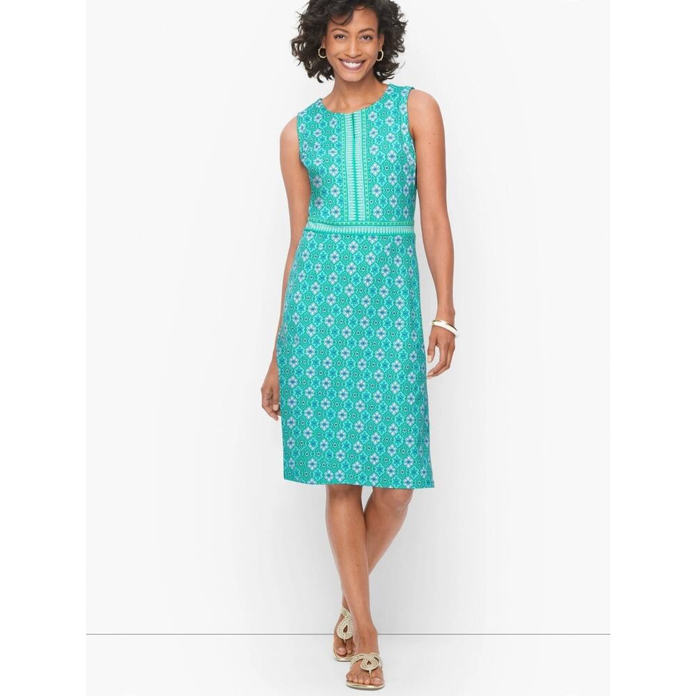 Talbots Effortless Jersey Dress Sz L Coastal Resort Casual Stretch Catalina 2022